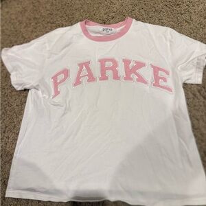 Parke Valentines Day 2024 Pink Varsity Tee size S/M.